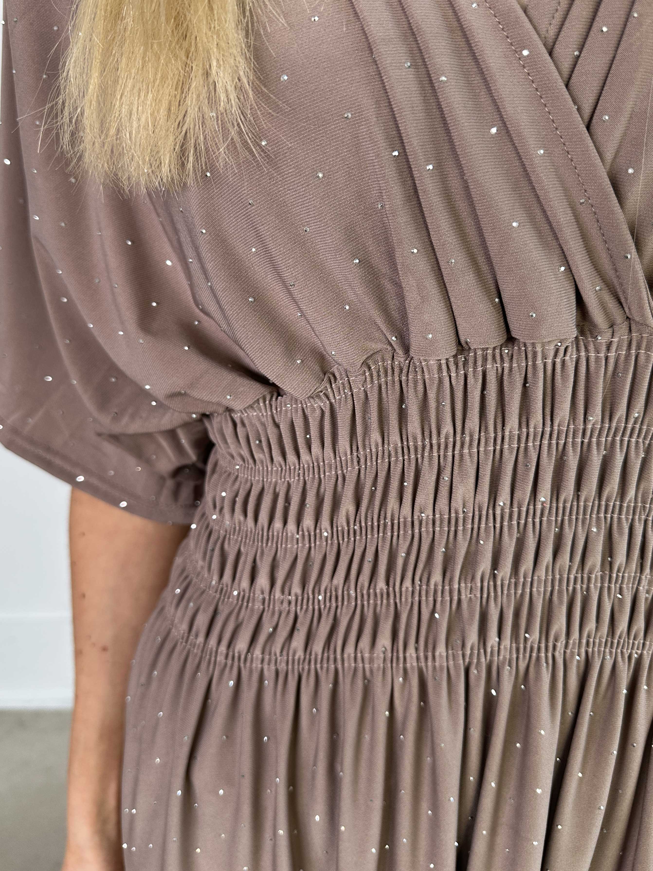 Pams Crystal - Lang elastisk kjole med similisten